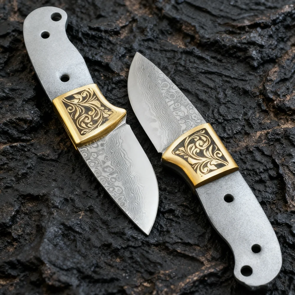 Knife Blade Blank Damascus Steel Forged - شفرة سكين شاي من خشب العود