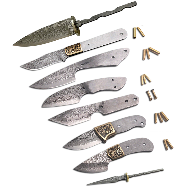 Knife Blade Blank Damascus Steel Forged - شفرات سكاكين من فولاذ دمشق مصنوعة