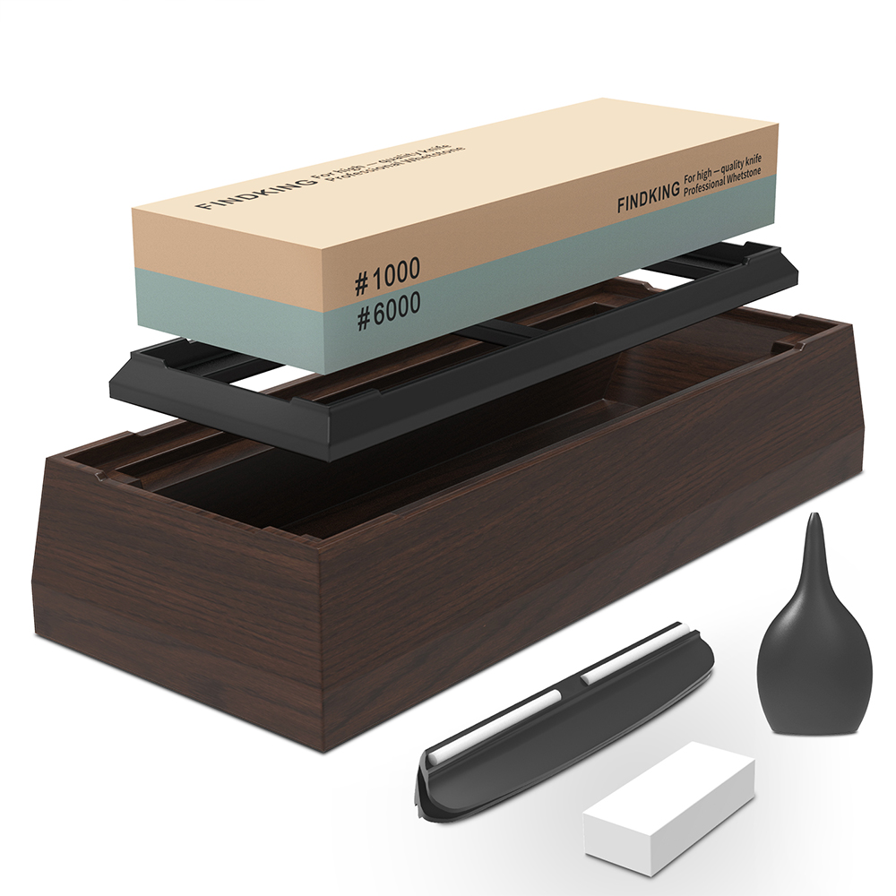 Knife Sharpening Stone Whetstone 1000 6000 - FINDKING مبراة سكاكين احترافية 1000/6000 حصى