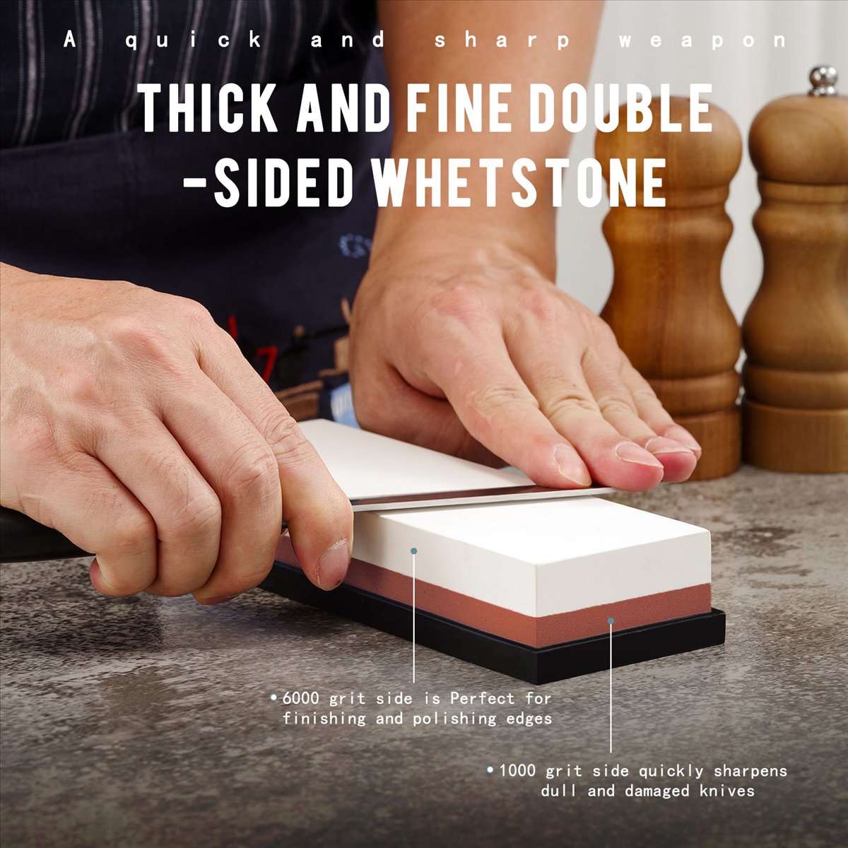 Knife Sharpening Stone Whetstone 1000 6000 - حجر شحذ، حجر جلخ بدرجة نعومة