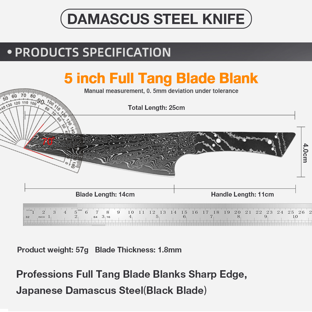 شفرات سكاكين الشيف اليابانية ا - مراجعة Knife Blade Blank Damascus Steel Forged وسعره