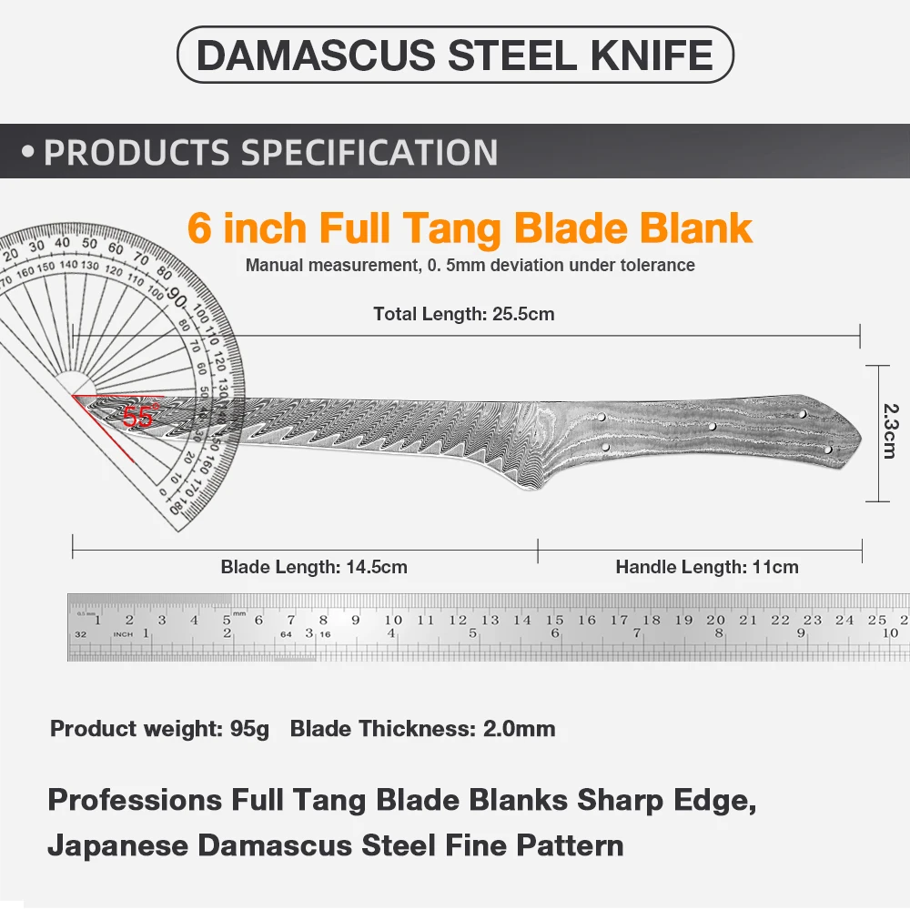 اليد مزورة دمشق الصلب قطعة الع - مراجعة Knife Blade Blank Damascus Steel Forged وسعره