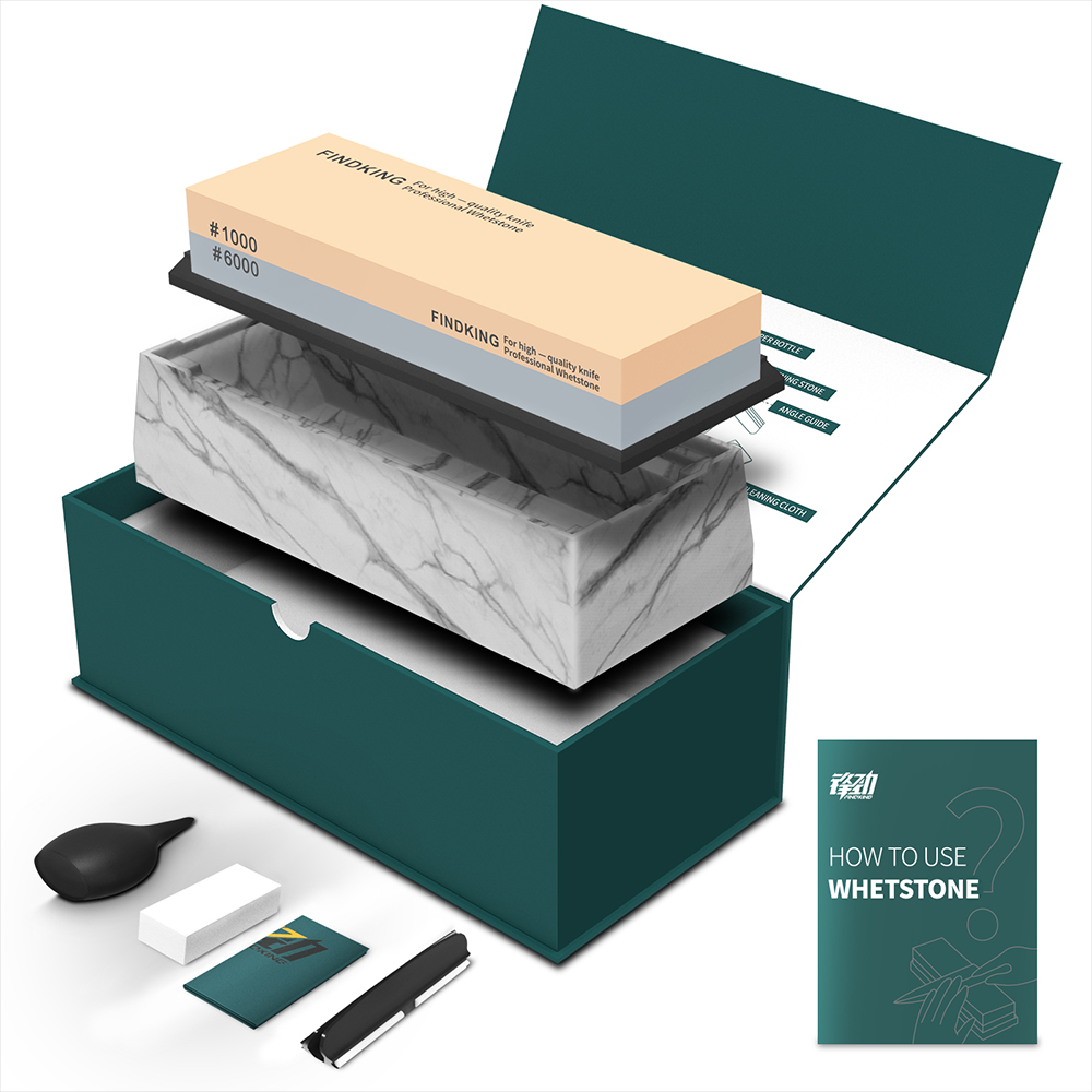 FINDKING سكين شحذ الحجر مجموعة - مراجعة Knife Sharpening Stone Whetstone 1000 6000 وسعره