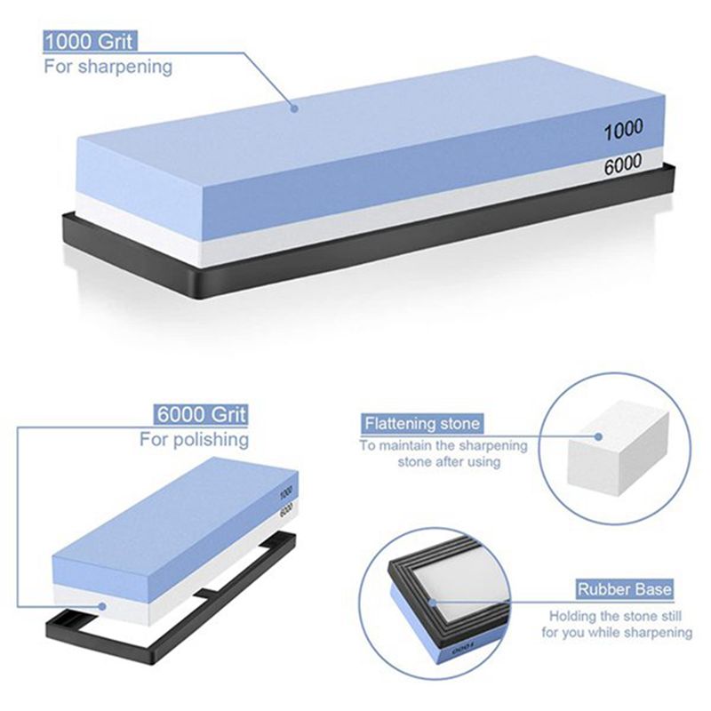 REST حجر شحذ سكين المشحذ، مجمو - مراجعة Knife Sharpening Stone Whetstone 1000 6000 وسعره