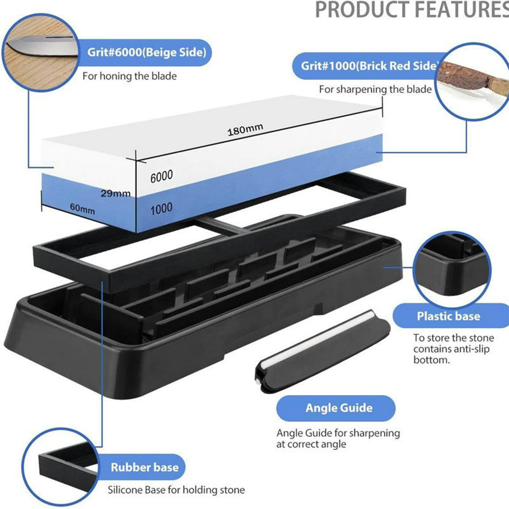 مجموعة أحجار شحذ السكاكين 1000 - مراجعة Knife Sharpening Stone Whetstone 1000 6000 وسعره