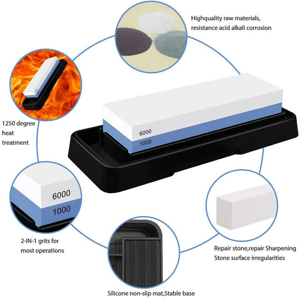 مجموعة أحجار شحذ السكاكين 1000 - مراجعة Knife Sharpening Stone Whetstone 1000 6000 وسعره