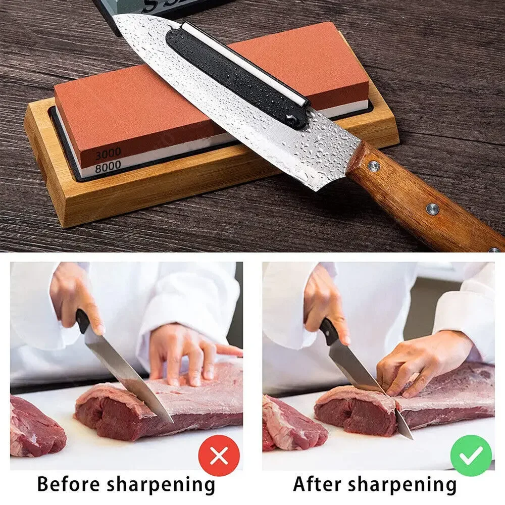 WXCOO مجموعة أحجار شحذ السكاكي - مراجعة Knife Sharpening Stone Whetstone 1000 6000 وسعره