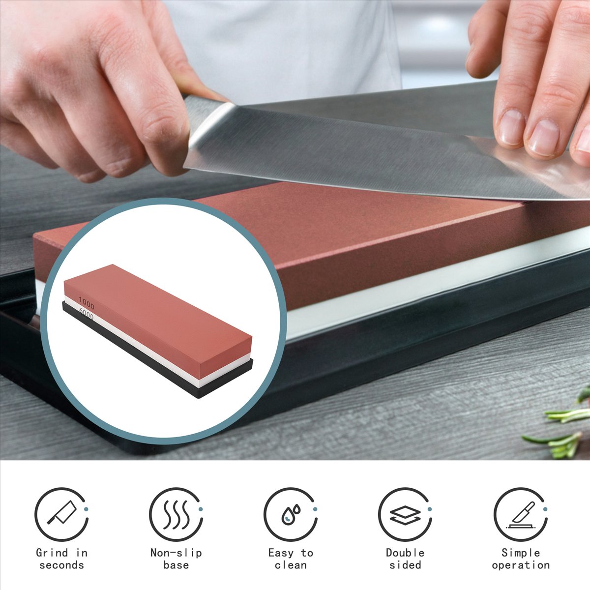 حجر شحذ، حجر جلخ بدرجة نعومة 1 - مراجعة Knife Sharpening Stone Whetstone 1000 6000 وسعره