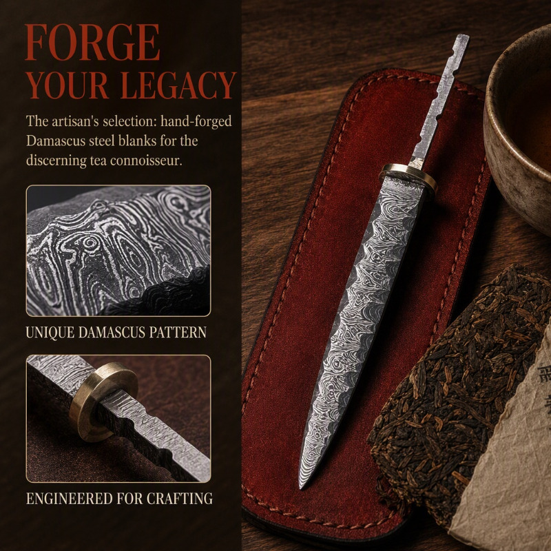 قطعة واحدة من شفرة سكين الشاي  - مراجعة Knife Blade Blank Damascus Steel Forged وسعره