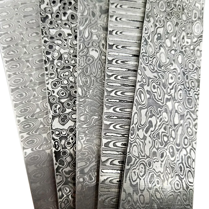 لوح فولاذي دمشقي مطروق بنمط 15 - مراجعة Knife Blade Blank Damascus Steel Forged وسعره