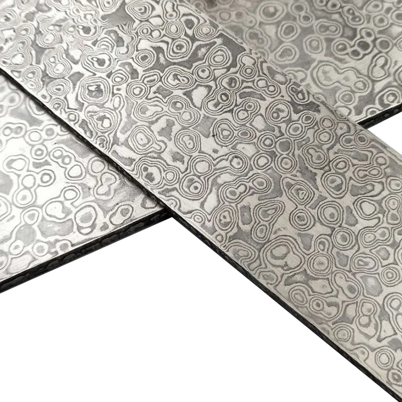 لوح فولاذي دمشقي مطروق بنمط 15 - مراجعة Knife Blade Blank Damascus Steel Forged وسعره
